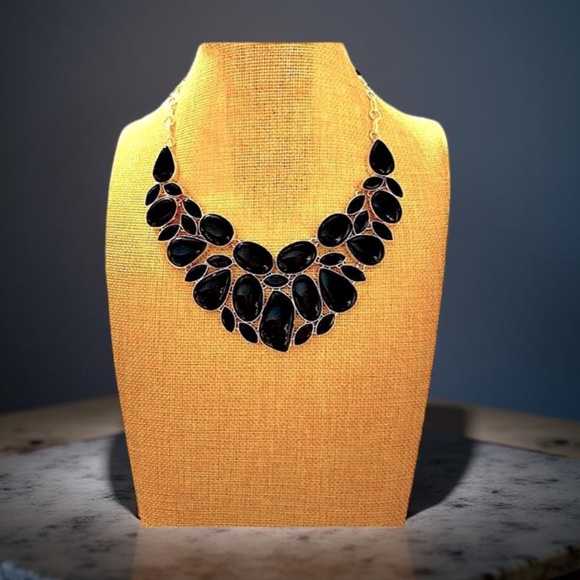 Onyx Necklace stunning statement, necklace, silver & onyx necklace NEW - Picture 5 of 15